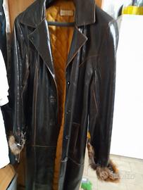 Cappotto Maurizio Troiano marrone in vera pelle