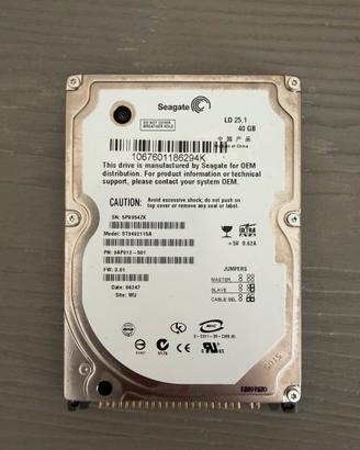 Hard Disk Seagate 40GB 2.5" IDE PATA ST9402115A