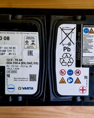 batteria Auto Varta Start&Stop 12V 70AH 720A agm 
