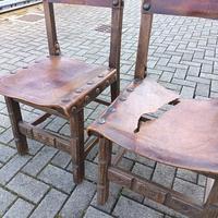 sedia antica legno e cuoio