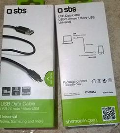 2 cavi micro usb dati e ricarica sbs
