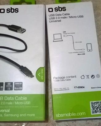 2 cavi micro usb dati e ricarica sbs