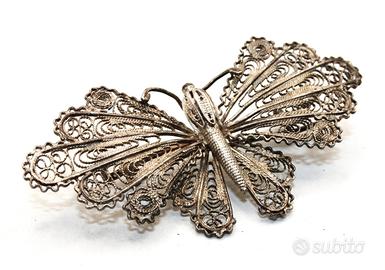 Stupenda spilla farfalla filigrana argento