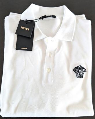 Versace polo uomo maniche corte bianca tg. L