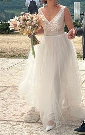 Abito da sposa in tulle e pizzo, elegante e unico