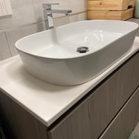 Lavabo d’appoggio bagno moderno+ top quarzo bianco