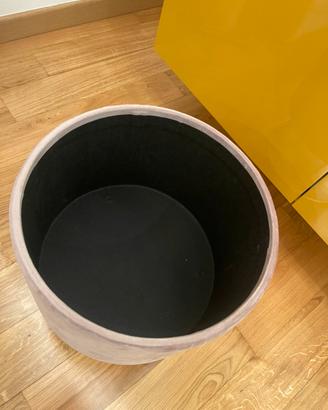 pouf in velluto color rosa antico