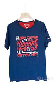 T-shirt "Champion" tg. XL 13/14 anni blu con stamp