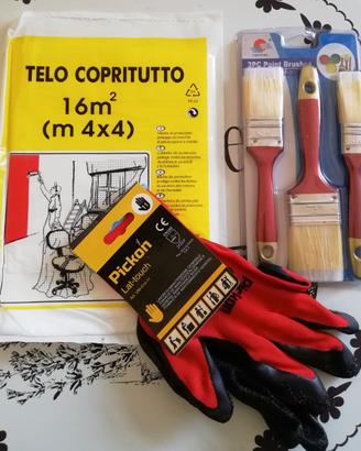 TELO CON 3 PENNELLI CUTTER E GUANTI DA LAVORO