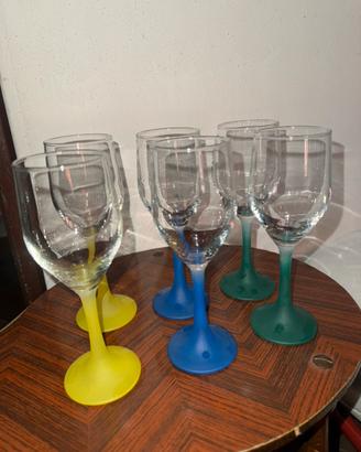 Set 6 calici vintage con steli colorati