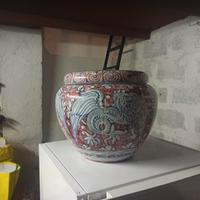 vaso artigianale dagioli con sottovaso integrato 