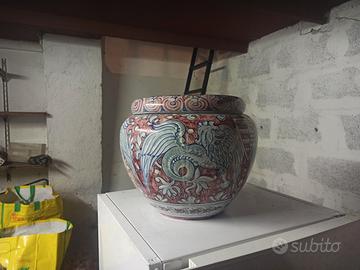 vaso artigianale dagioli con sottovaso integrato 