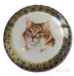 Fermacarte gatto con murrine ,originale