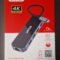 uHUB H6 Hub Ethernet USB-C 6-in-1 lucido con HDMI