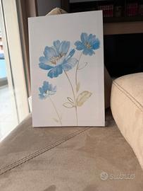 Canva/tela con fiori turchese 