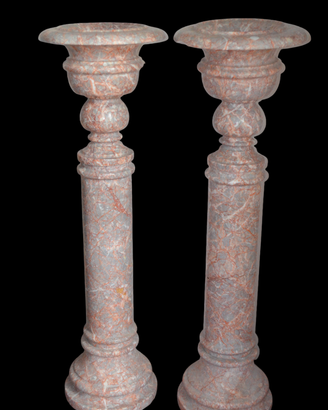 COPPIA DI COLONNE CON VASO IN MARMO RARO h 116