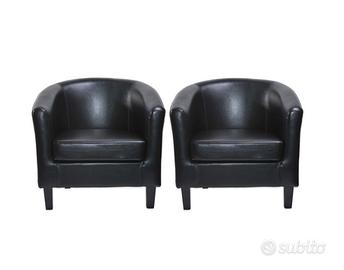 Coppia di Poltrone modello Club Pelle nera