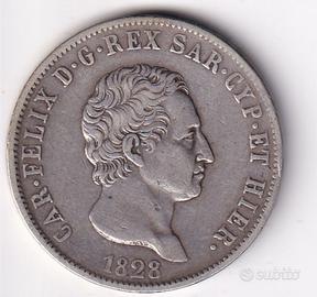 italia stati-savoia-5 lire 1828-carlo alberto