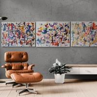 Tre dipinti su tela quadri astratti