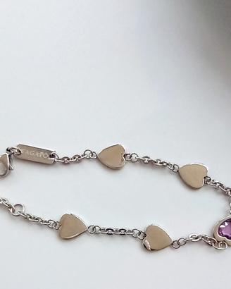 Bracciale acciaio con cuore cristallo rosa