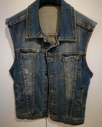 gilet smanicato in jeans