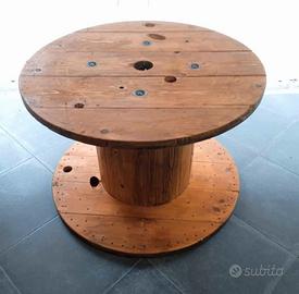 Tavolo bobina in legno artigianale - color noce