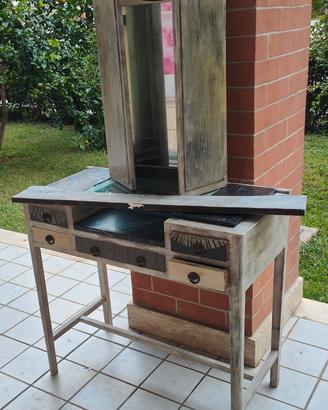 Scrittoio con specchiera shabby