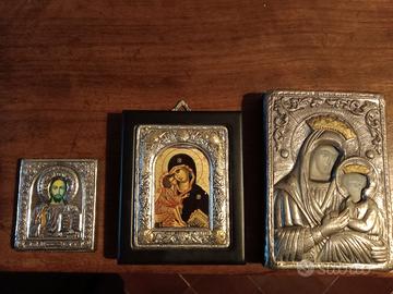 Icone Sacre in argento dipinte a mano