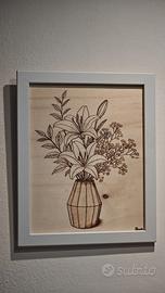 Vaso di Gigli Pirografia fatta a mano 20x25cm