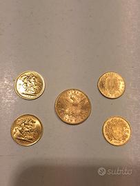 Dollaro sterline e marenghi  in oro