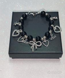 Bracciale Madreperla con Ciondoli Colore Nero 