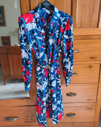 Elegante vestito intero sartoriale in pura seta