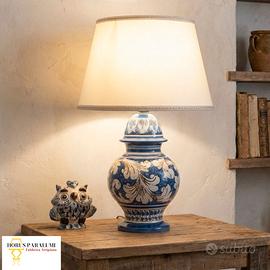 Lume Ceramica di Caltagirone Blu con Paralume