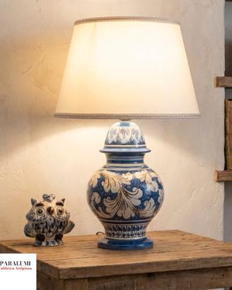 Lume Ceramica di Caltagirone Blu con Paralume