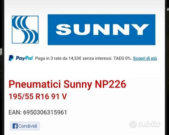 Pneumatici Sunny NP226 195/55 R16 91V