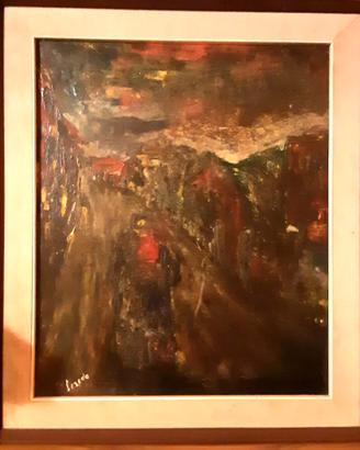 Dipinto Viandante stile antico quadro olio su tela
