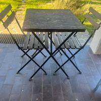 Tavolino da balcone o giardino con 2 sedie