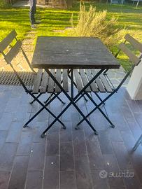 Tavolino da balcone o giardino con 2 sedie