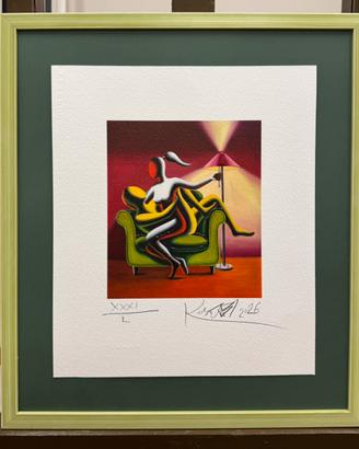 Quadro serigrafia M Kostabi 40x34 the magic moment