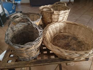 Set Cesti Rustici in Vimini da Arredo e Raccolta