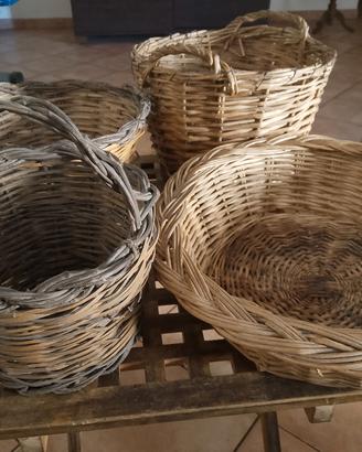Set Cesti Rustici in Vimini da Arredo e Raccolta
