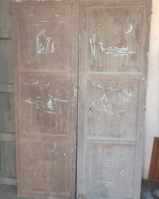 porte 2 anti in legno massello antichi