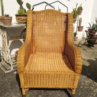Grande poltrona in rattan, vintage