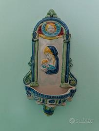Aquasantiera da Parete Ceramica Caltagirone