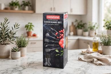 Set utensili da cucina con supporto girevole
