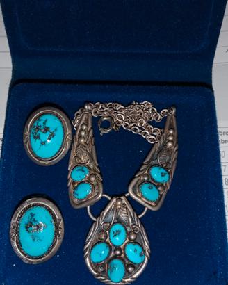 Parure vintage argento e turchese NAVAJO autentica