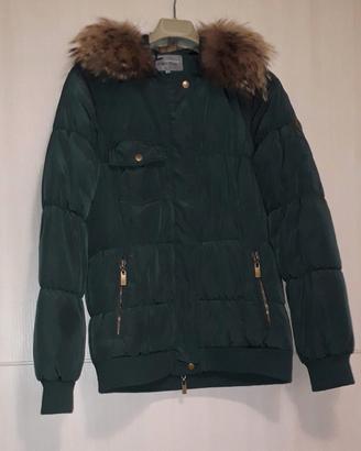 Giacca imbottita lunga verde bosco L