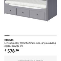 Letto divano Ikea Hemnes + materassi