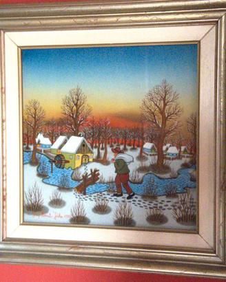 DIPINTI NAIF JUGOSLAVI D'AUTORE SU VETRO