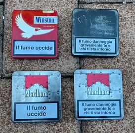 Custodie in latta di sigarette Winston e Marlboro